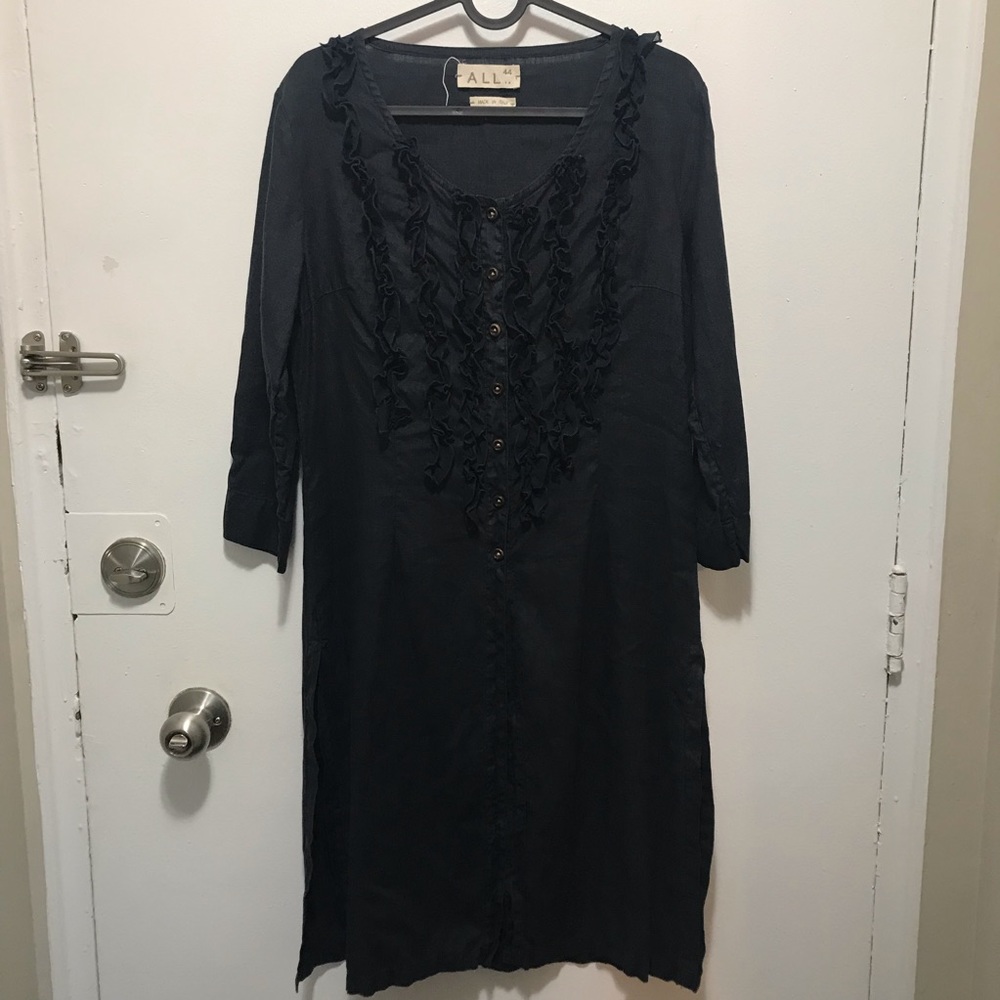 All 100% linen made in Italy navy blue kurti tunic top size 44 (US mediu…